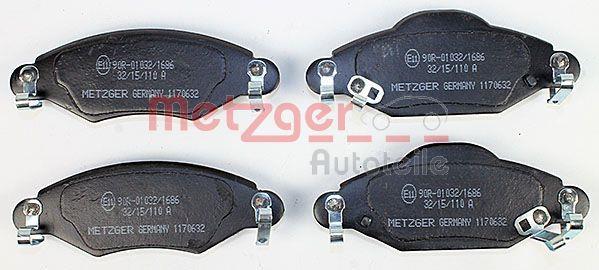 Jeu de 4 plaquettes de frein METZGER ref. 1170632